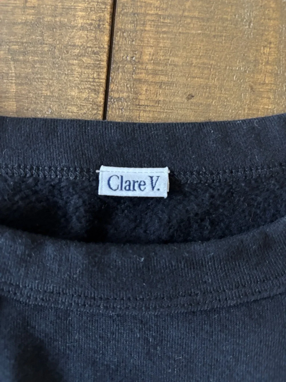 Clare V Men's Black Crewneck Sweater with White 'Bourgeoisie Sauvage' Graphic - Picture 2 of 3